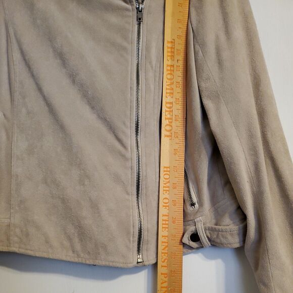 Cupcakes And Cashmere Beige Faux Suede Motorcycle Jacket Coat Size Small - Picture 6 of 7
